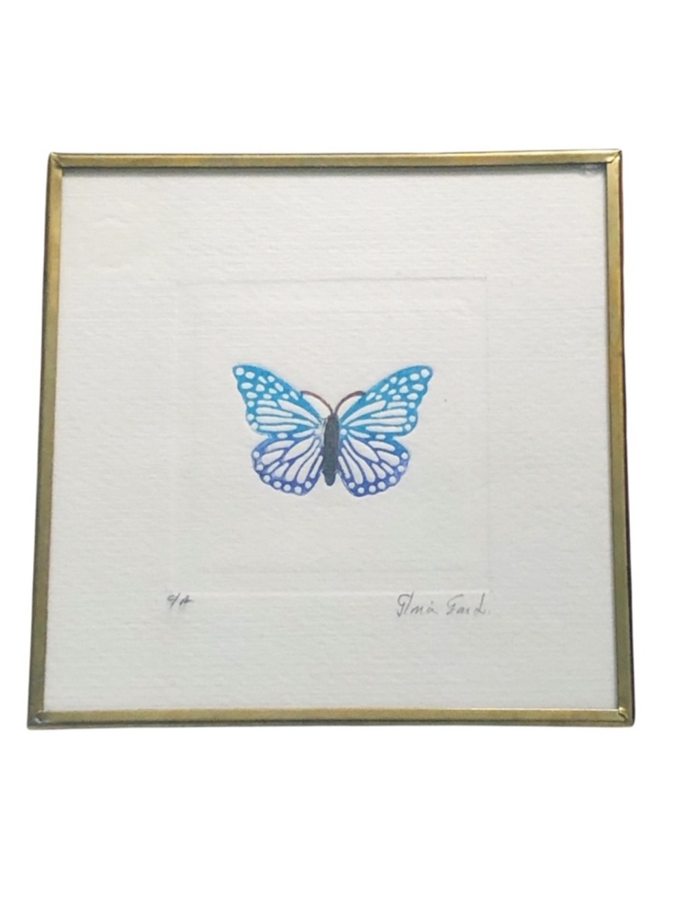 Miniature Blue & Purple Butterfly Print Drawing Wall Art
